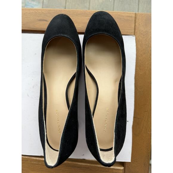 NWT Ann Taylor Lorene Black suede Pump animal print 2" Block Heel 6.5- 138$ - Picture 10 of 11
